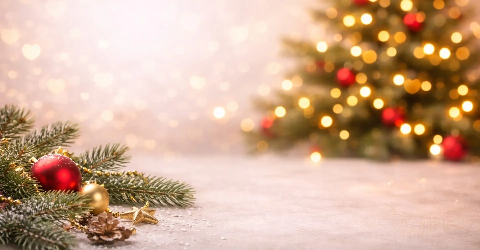 Weihnachtsdeko, Tannenzweig, Rot/glänzend, Kugel, Lichterkette