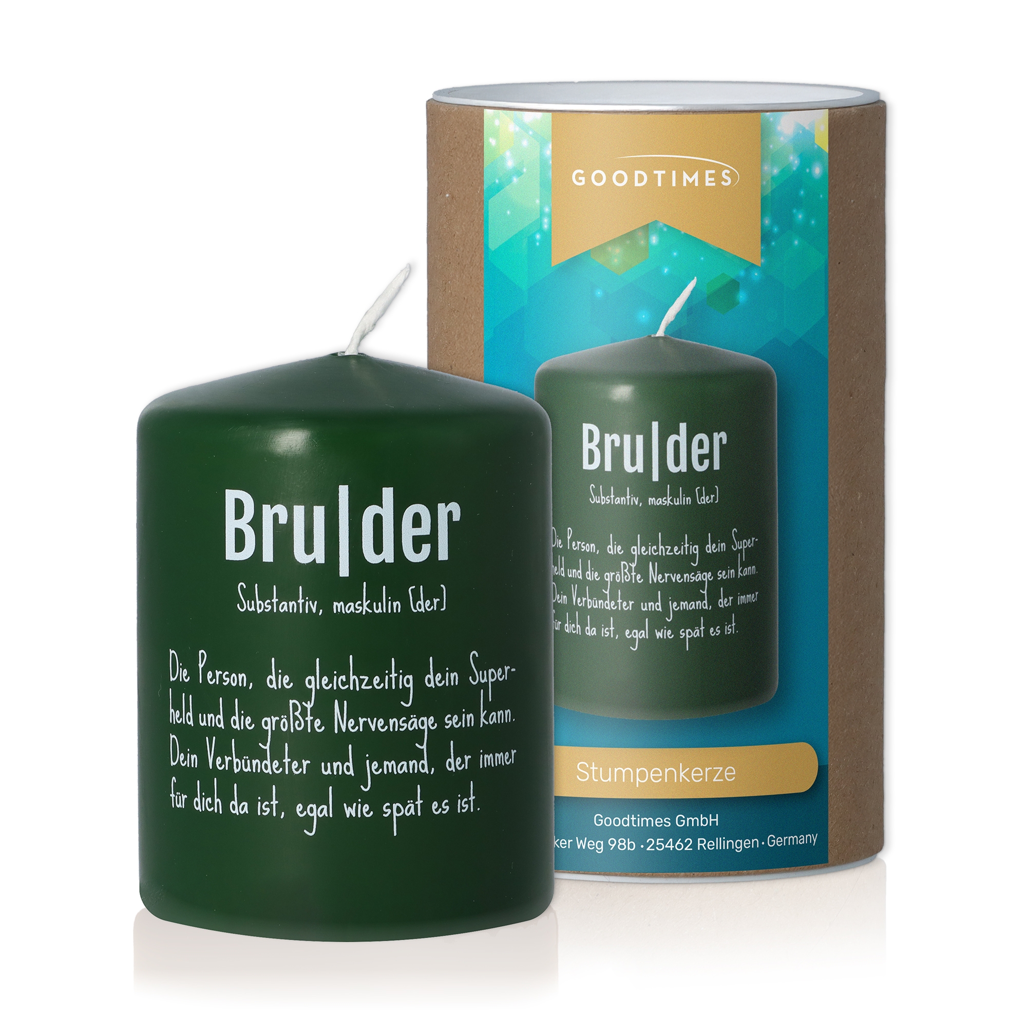 Stumpenkerze "Bruder Definition" Kerze