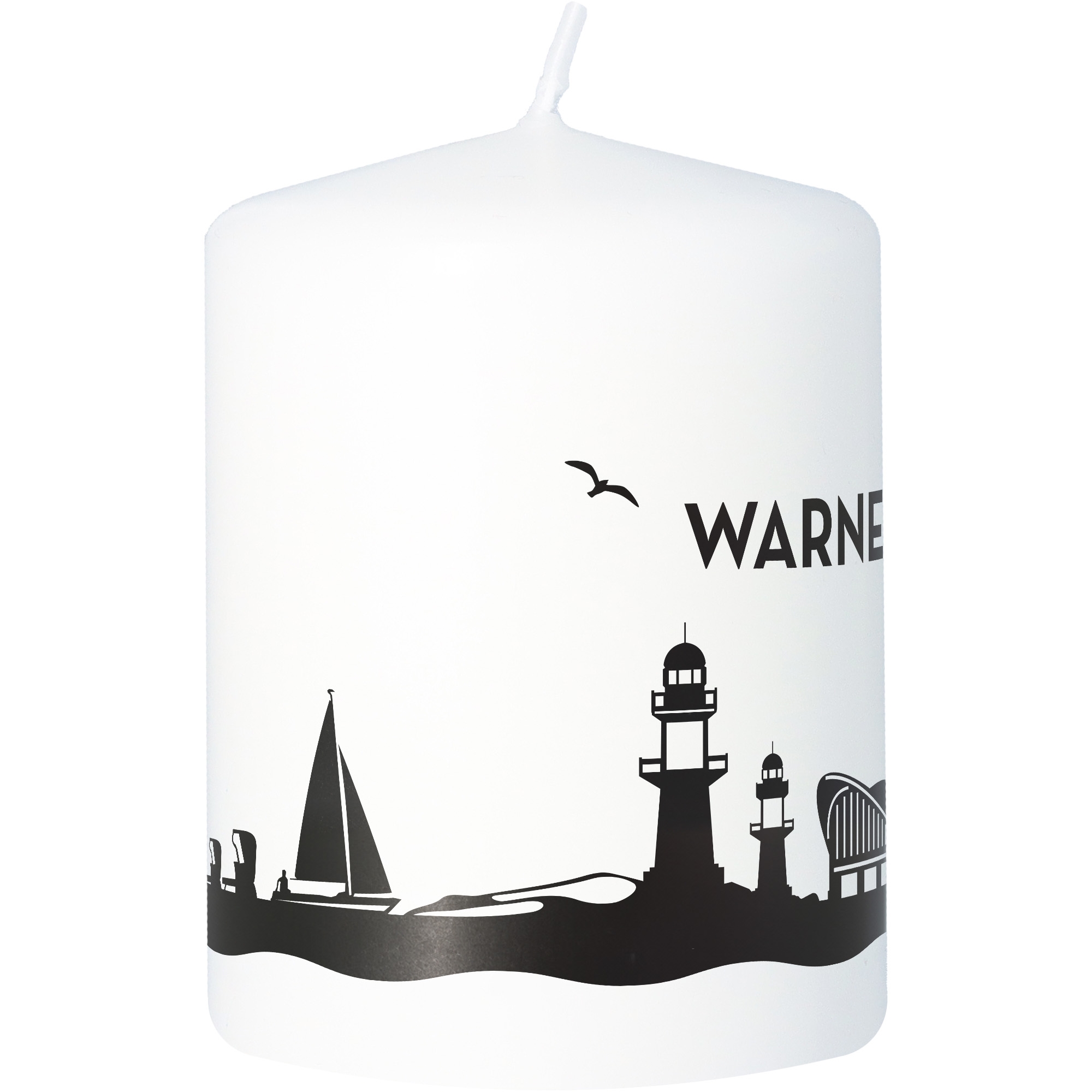 Stumpenkerze Skyline Warnemünde Tier, Vogel