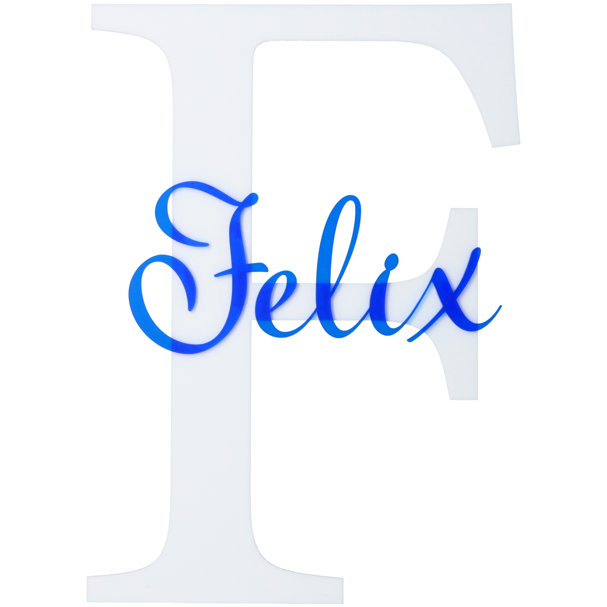 Schild Anfangsbuchstabe Weiß & Blau Schild Anfangsbuchstabe Weiß & Blau