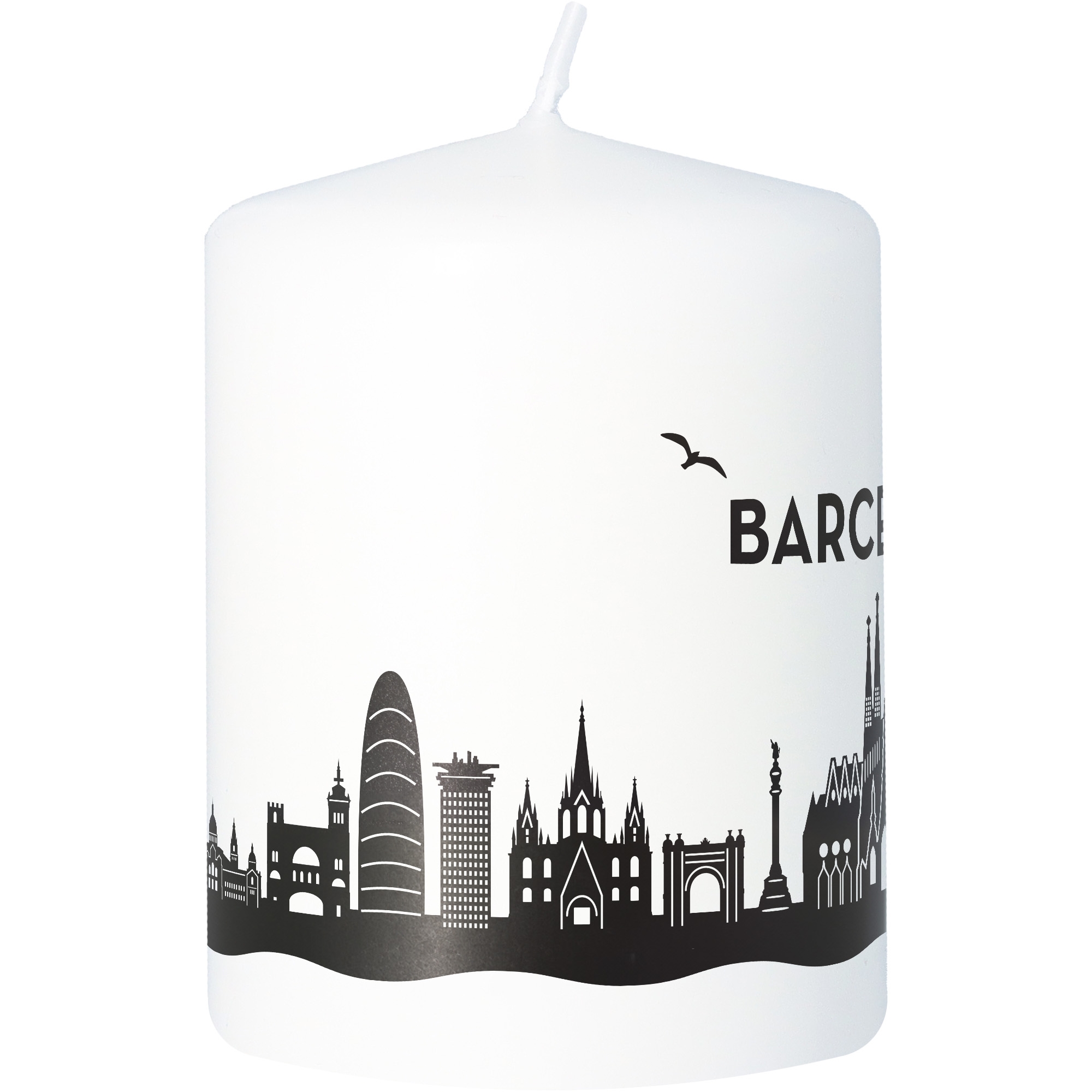 Stumpenkerze Skyline Barcelona Tier, Vogel, Kerze