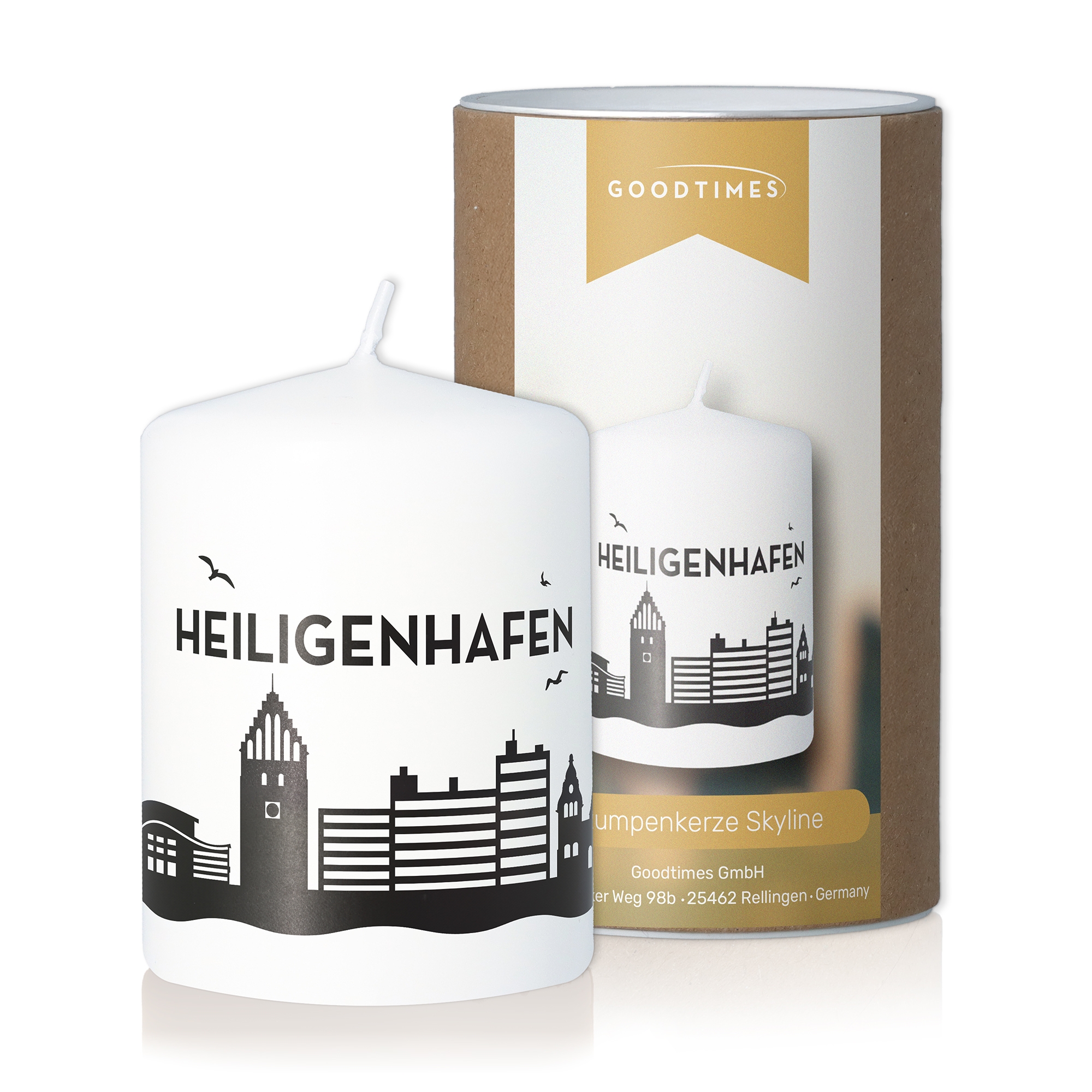 Stumpenkerze Skyline Heiligenhafen Kerze