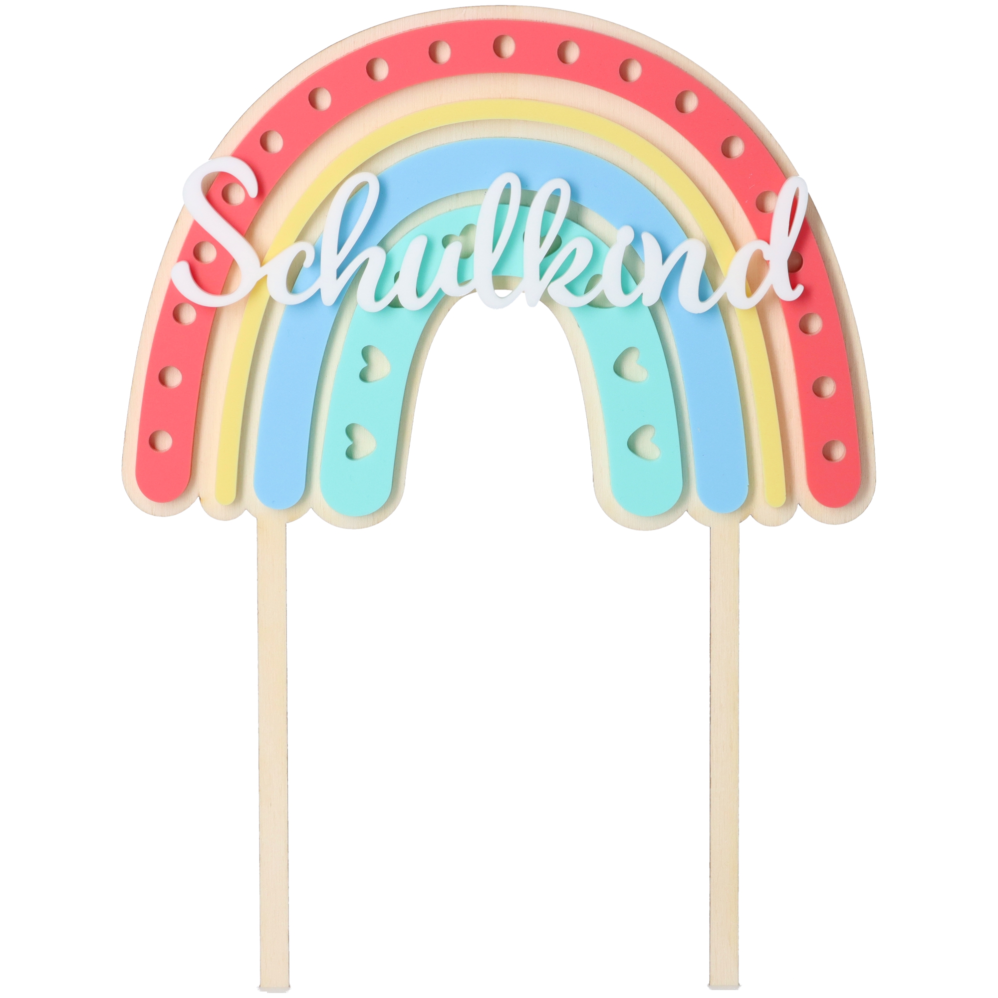 Cake Topper "Schulkind" Regenbogen mit Herzen Cake Topper "Schulkind" Regenbogen mit Herzen