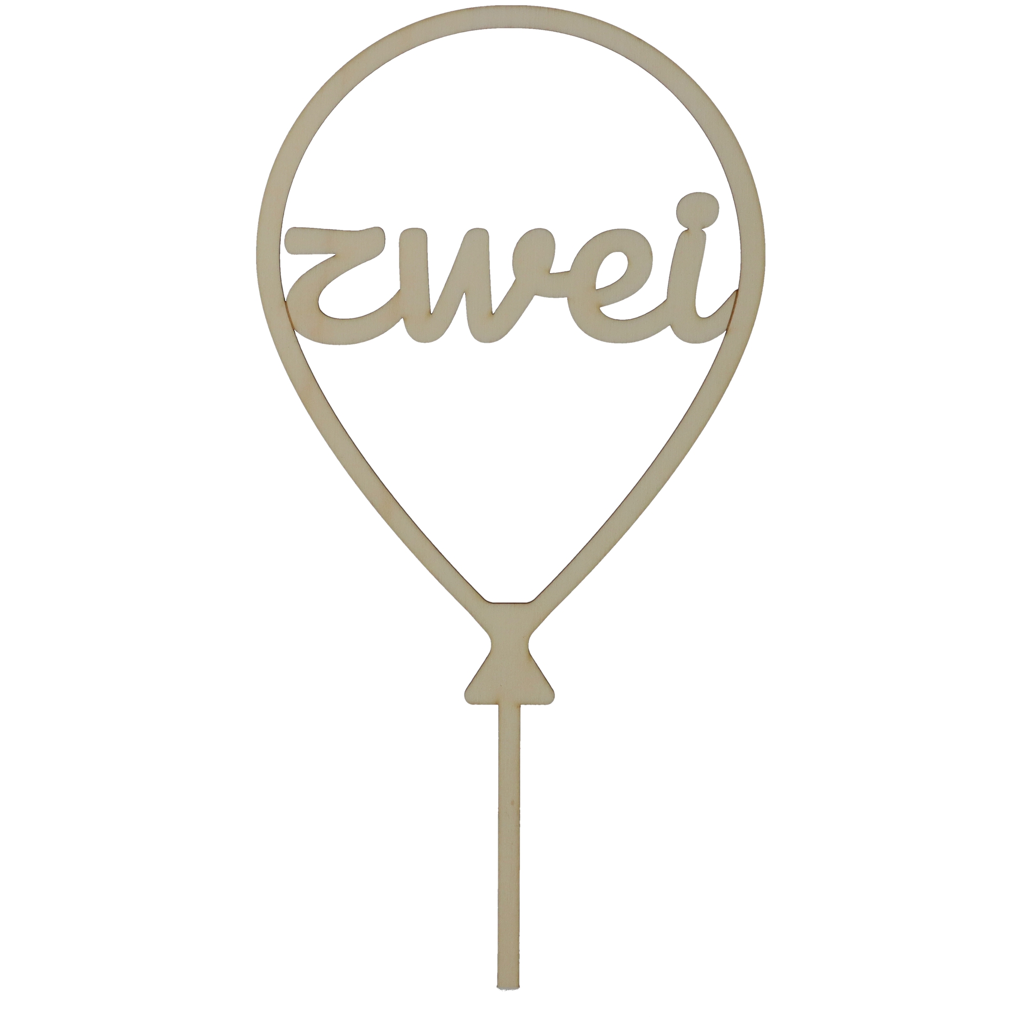 Cake Topper Ballon mit Herzen Zahl 2