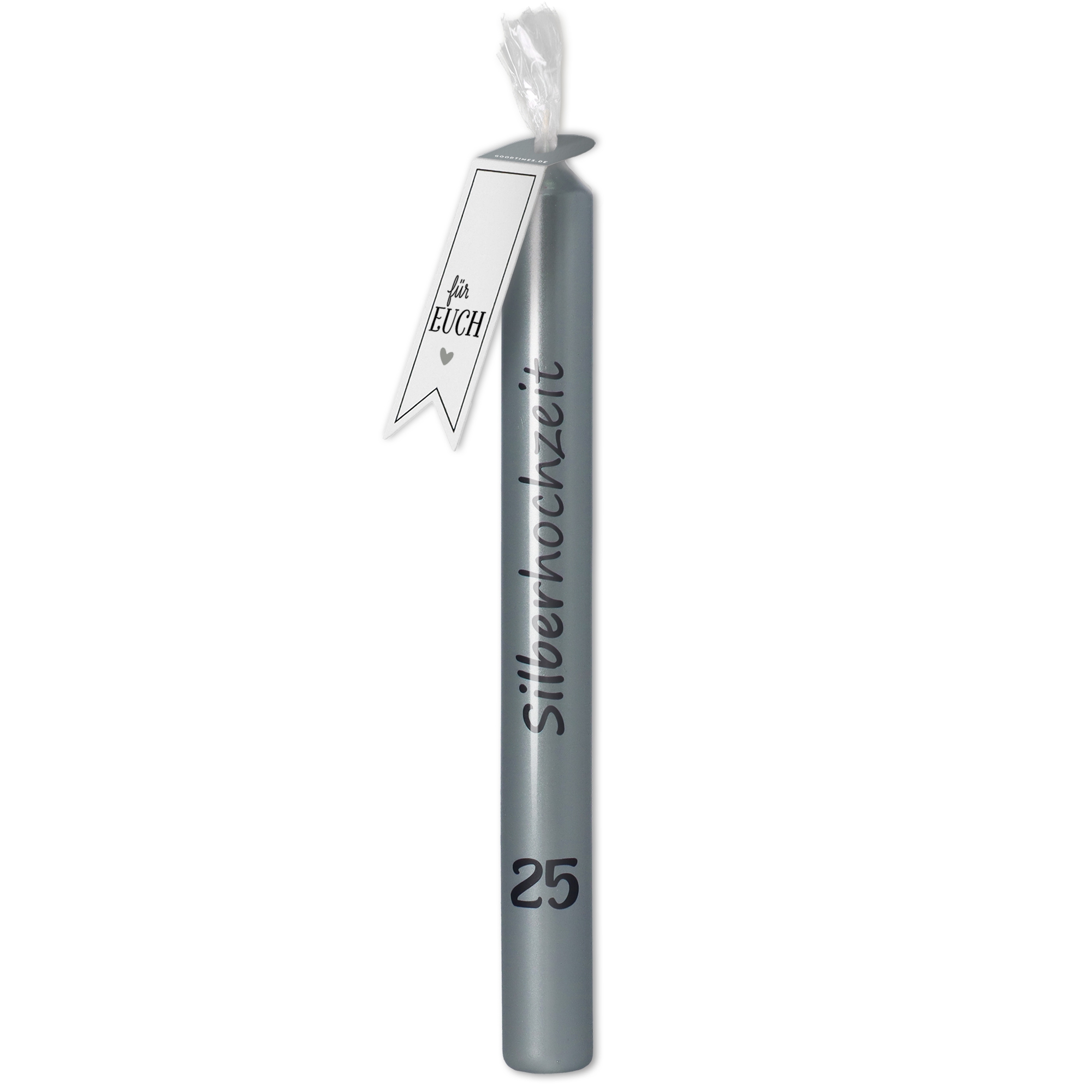 Stabkerze Metallic "25 - Silberhochzeit"