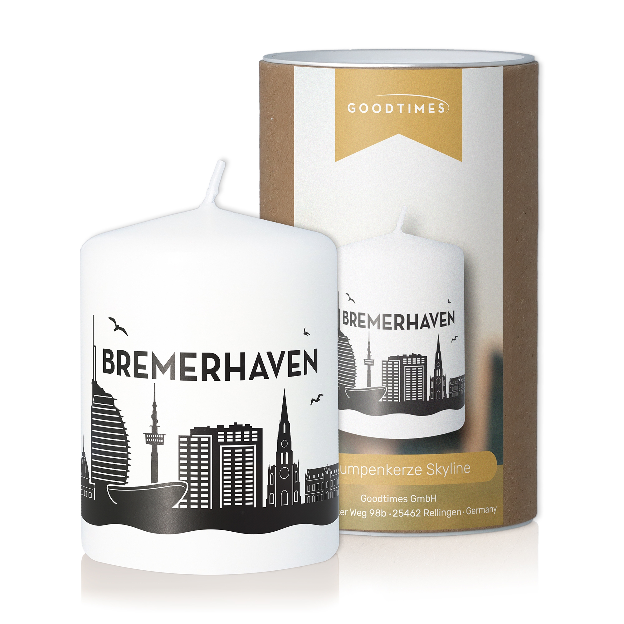 Stumpenkerze Skyline Bremerhaven