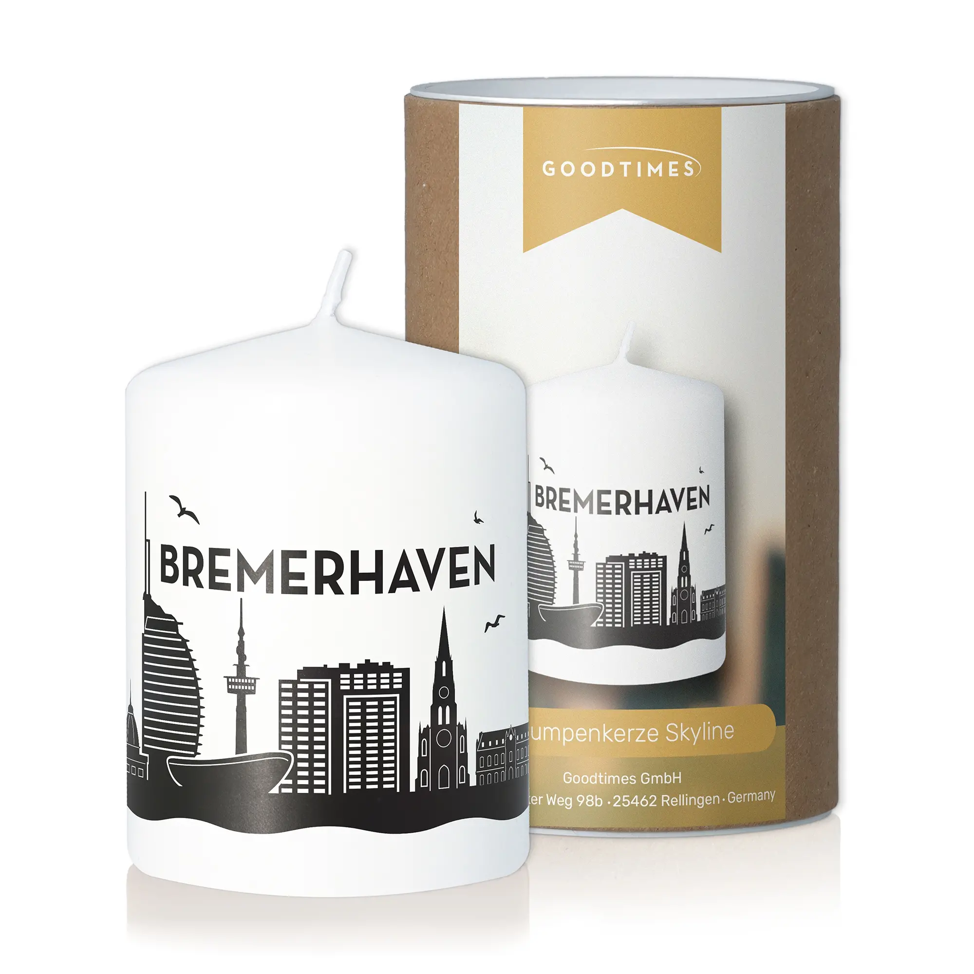 Stumpenkerze Skyline Bremerhaven