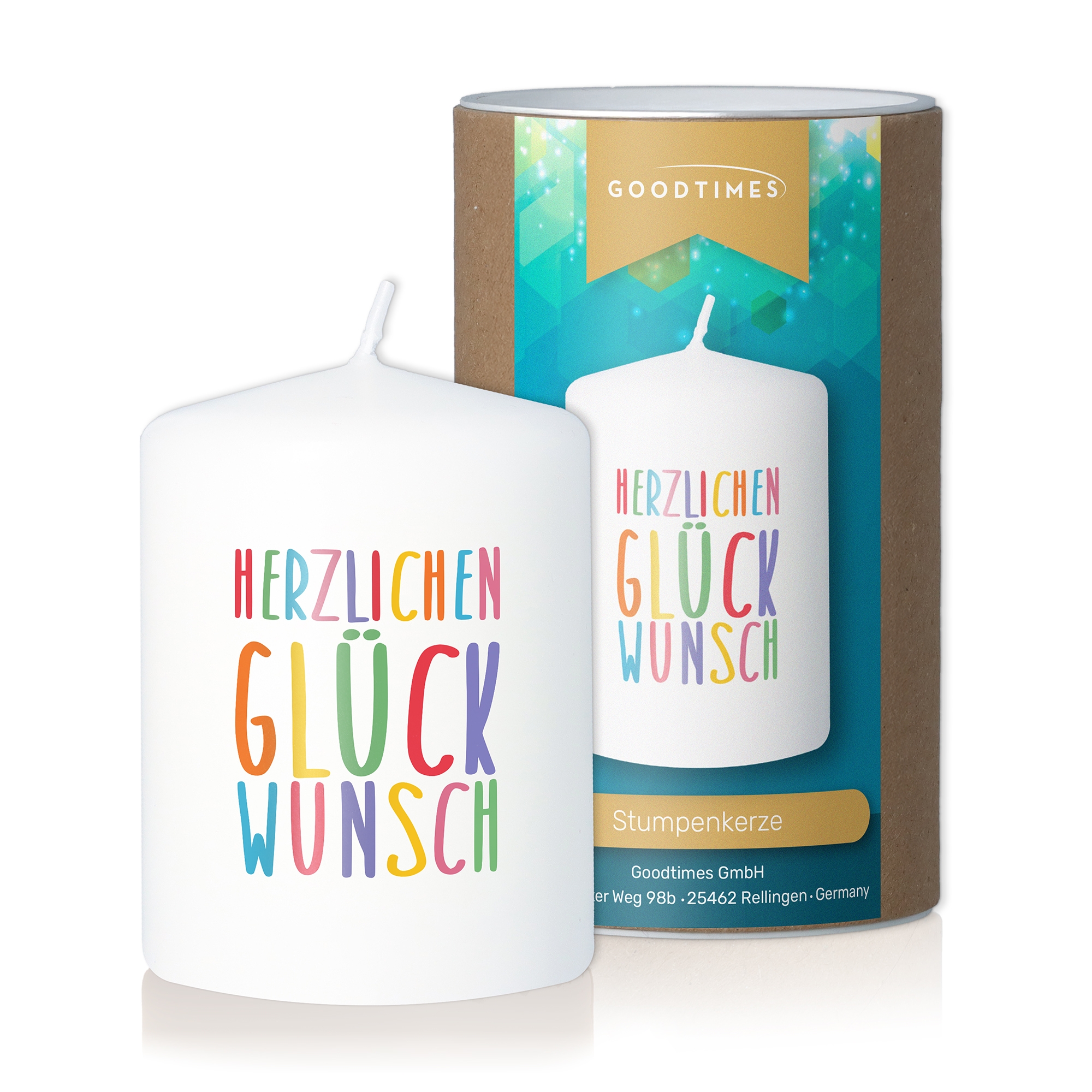 Stumpenkerze "Herzlichen Glückwunsch" Kerze