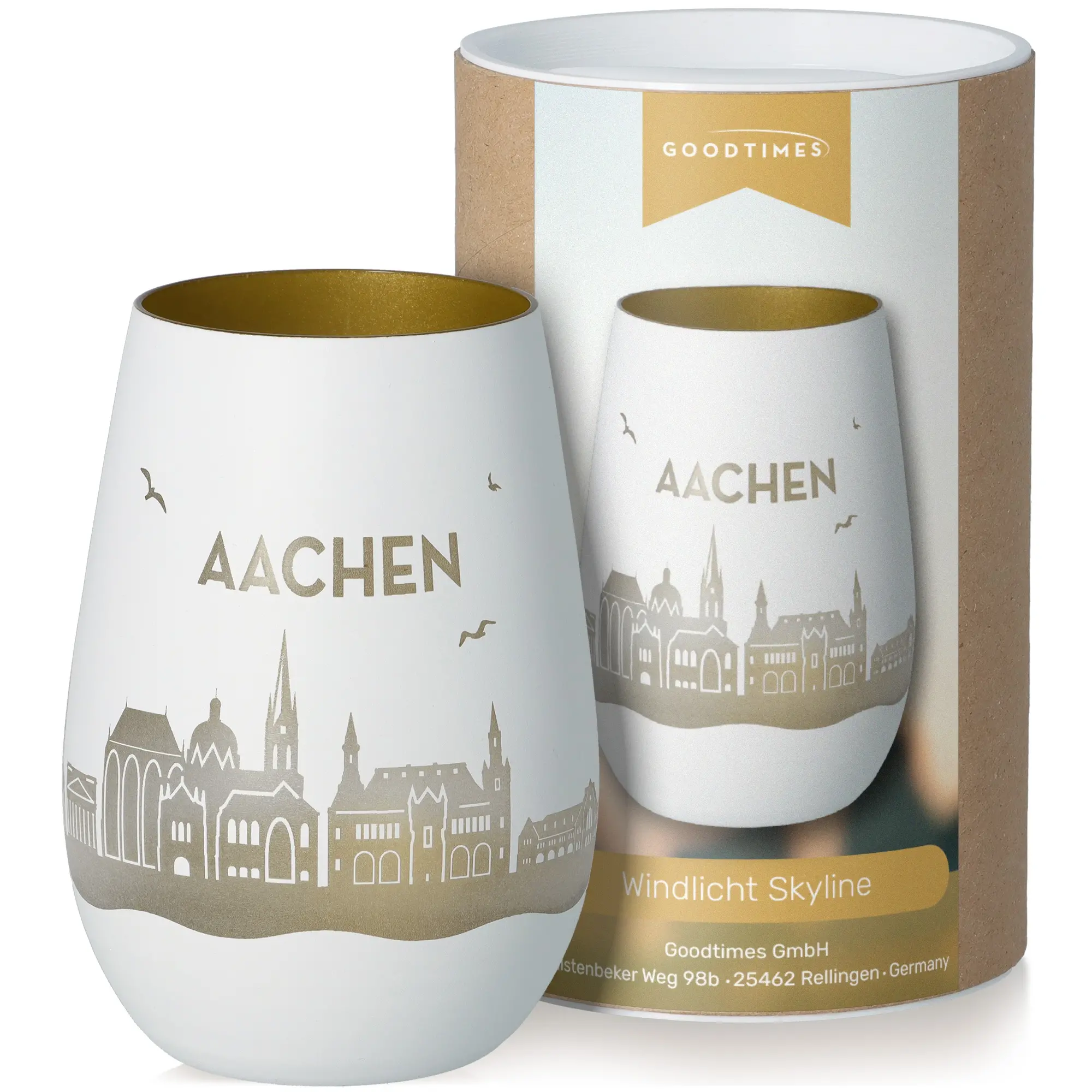 Aachen, Weinglas, Windlichter, Glasbecher, Städte-Silhouette