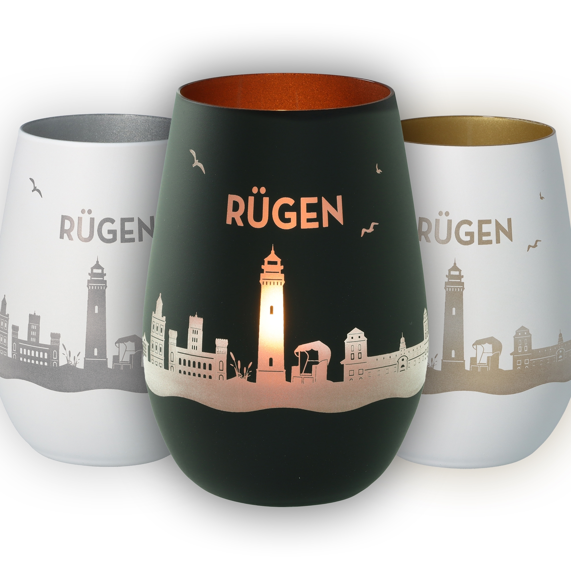 Tumbler, Glas, Städtische Silhouette, Rügen, Dekor