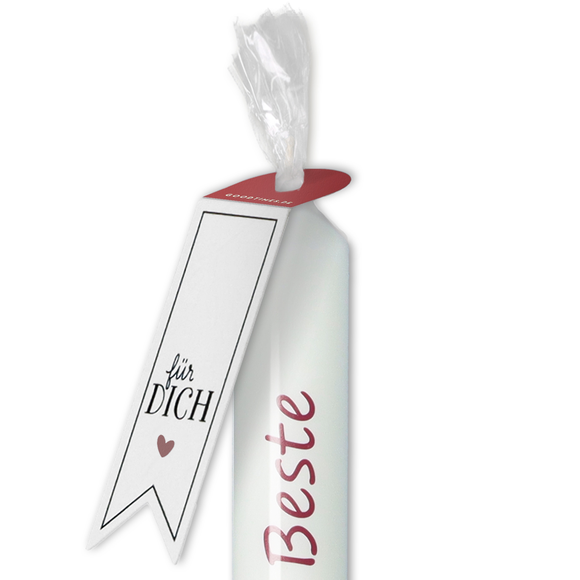 Stabkerze "Du bist die Beste" Altrot