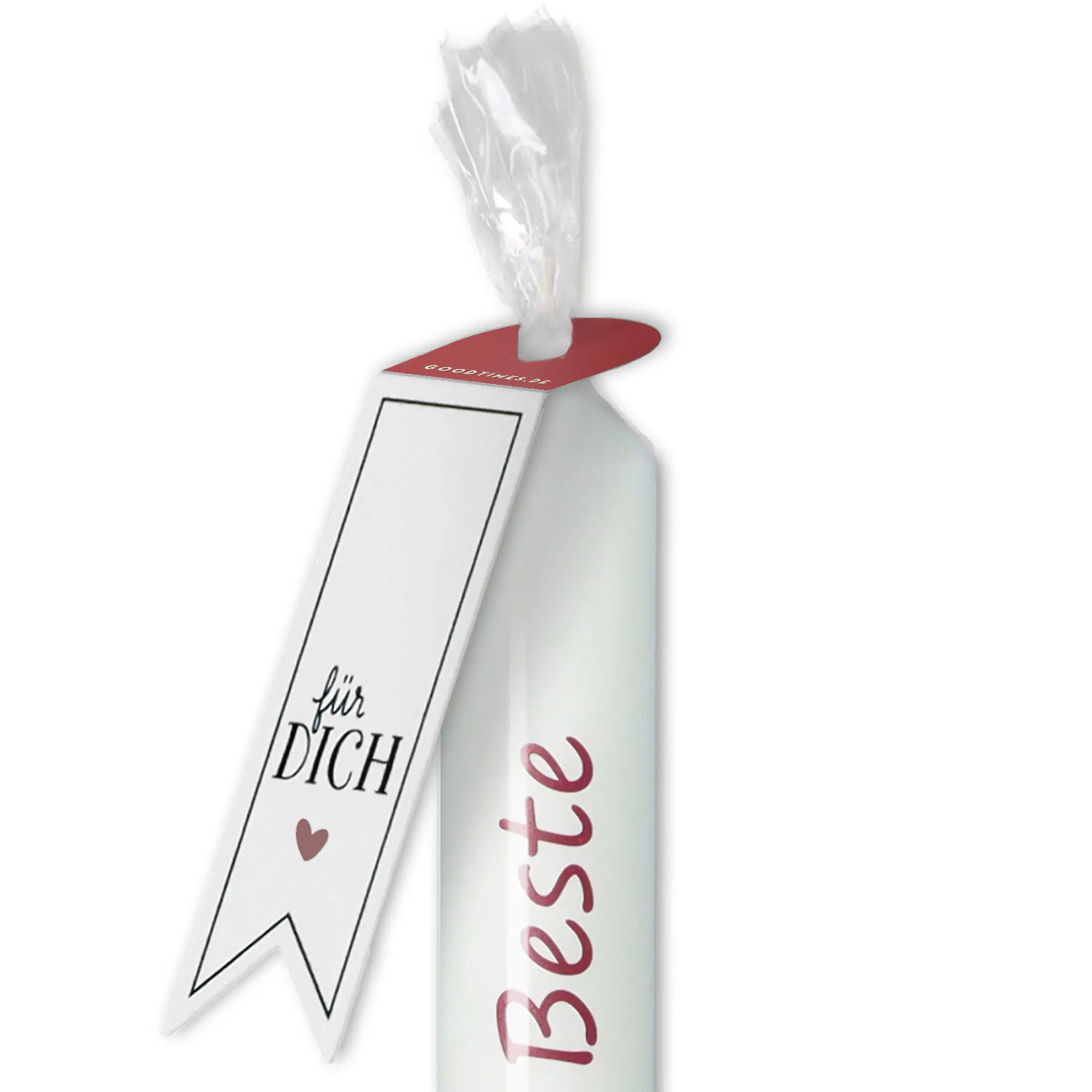 Stabkerze "Du bist die Beste" Altrot