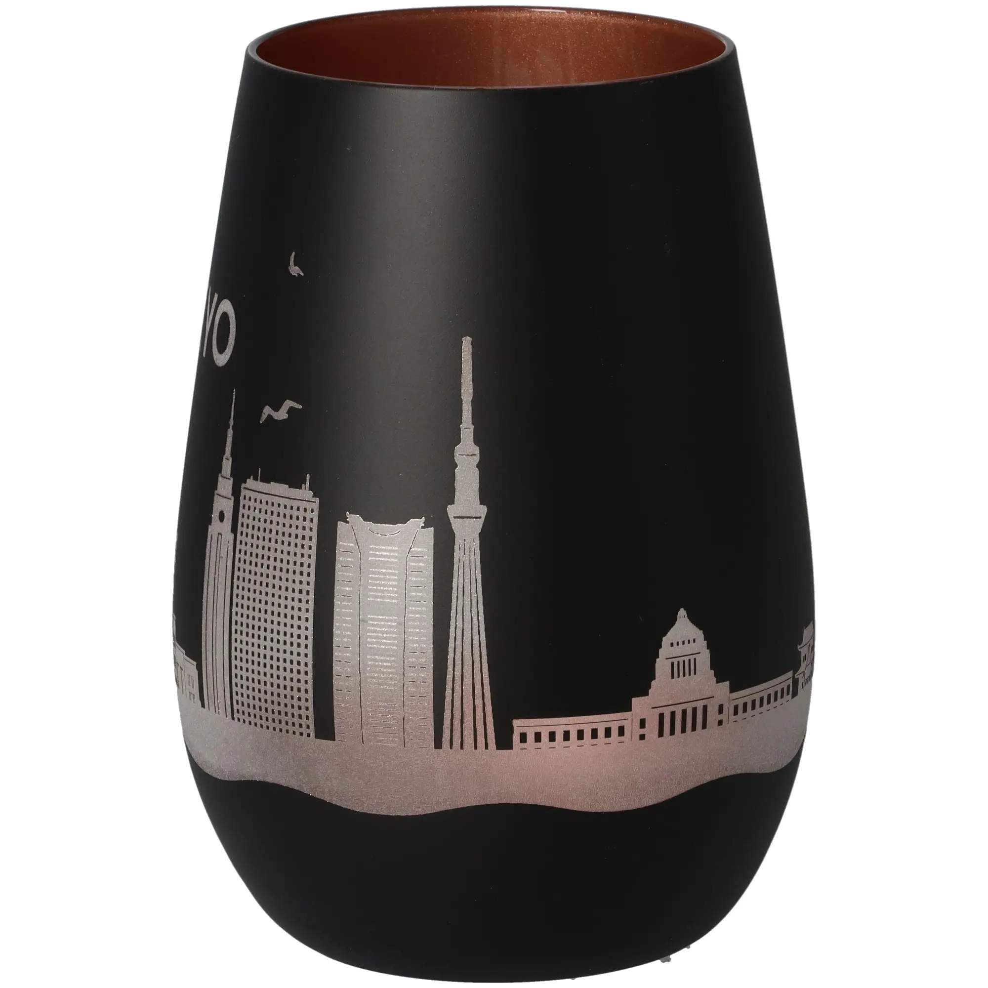 Schmuckgefäß, Vase, Schwarz, Städtische Silhouette, Metallisch