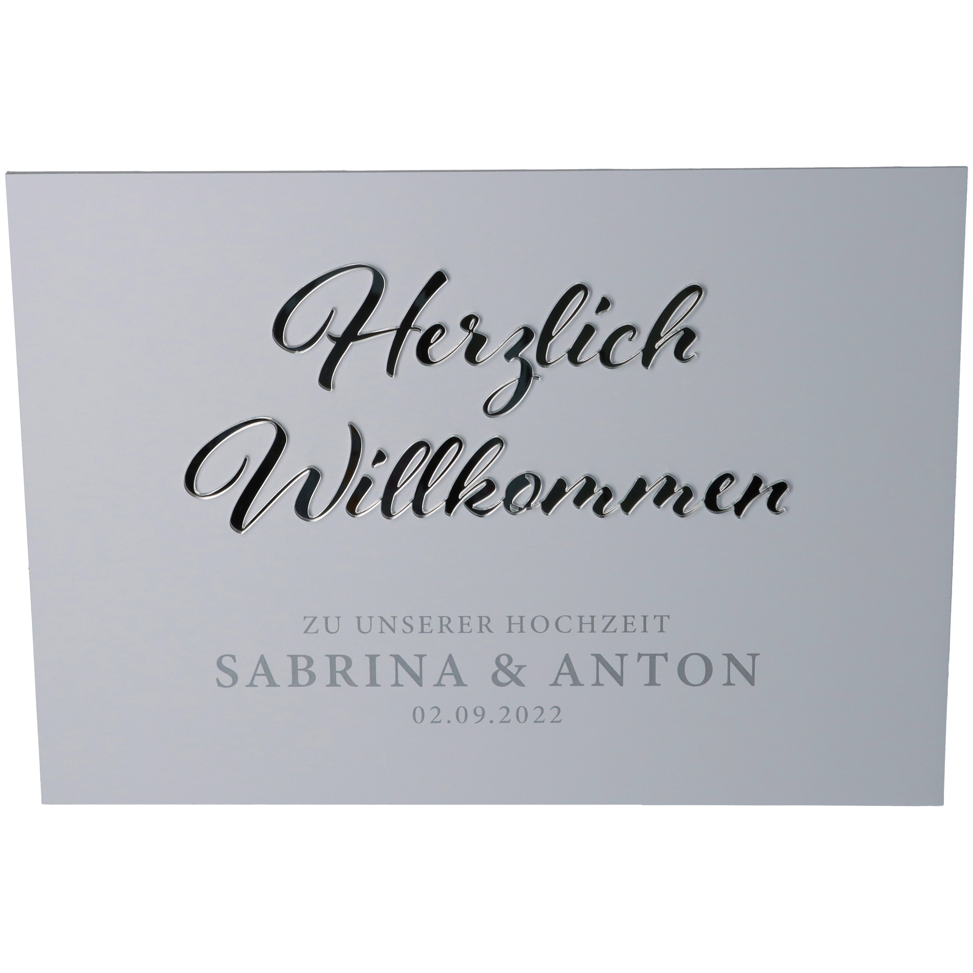 Willkommensschild Hochzeit Silber klein