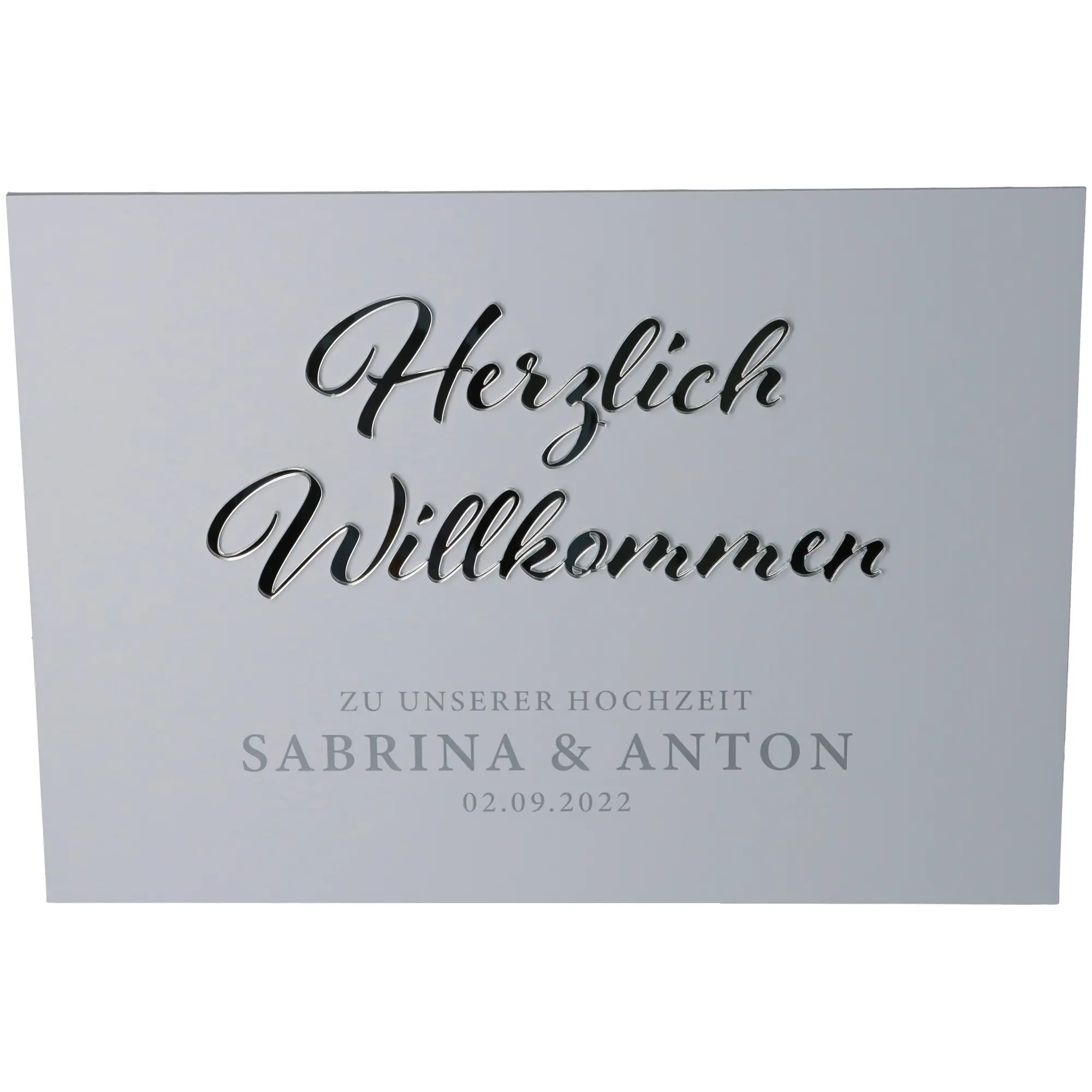 Willkommensschild Hochzeit Silber klein