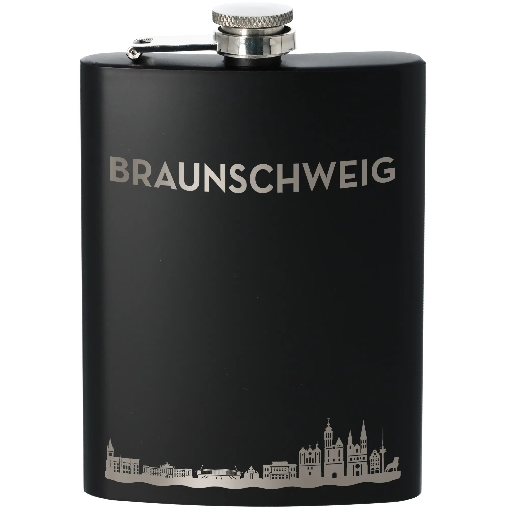 Flasche, Flachmann, Stahl, schwarz, Braunschweig