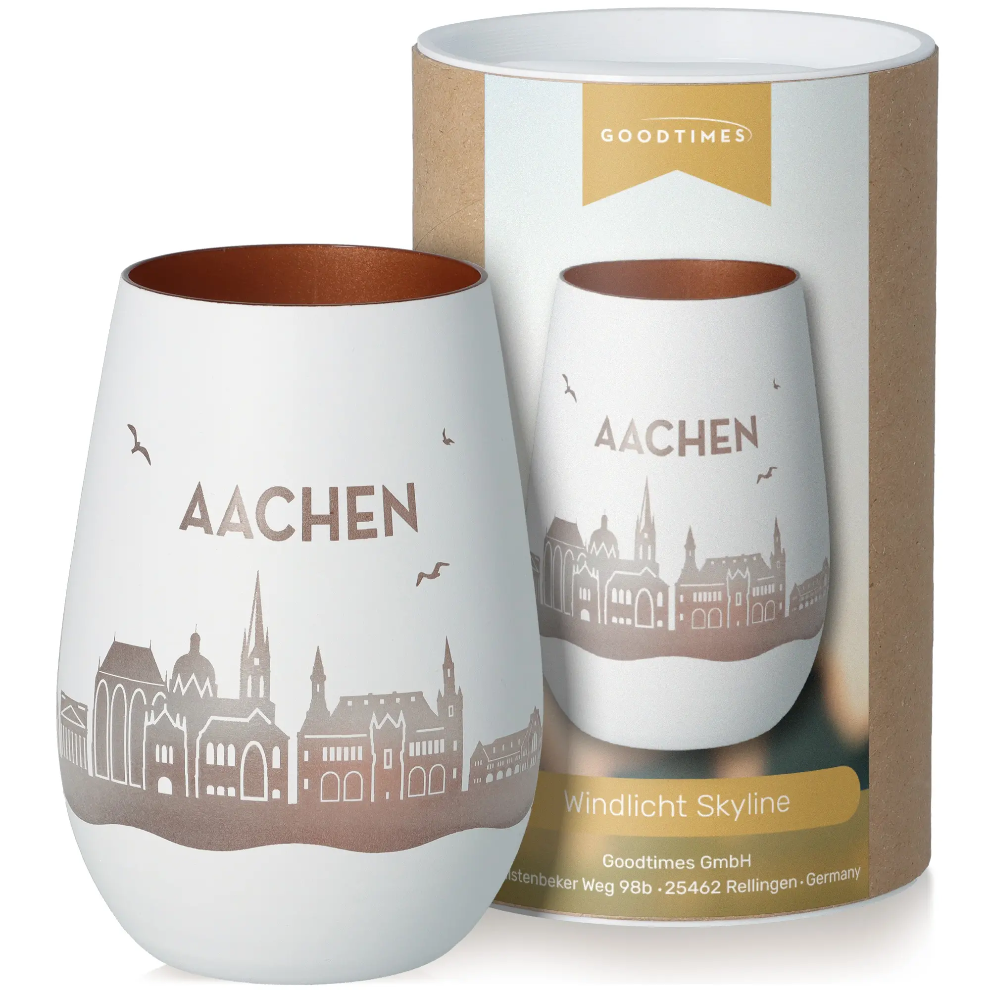 Aachen, Windlicht, Skyline, Keramik, Becher-Form