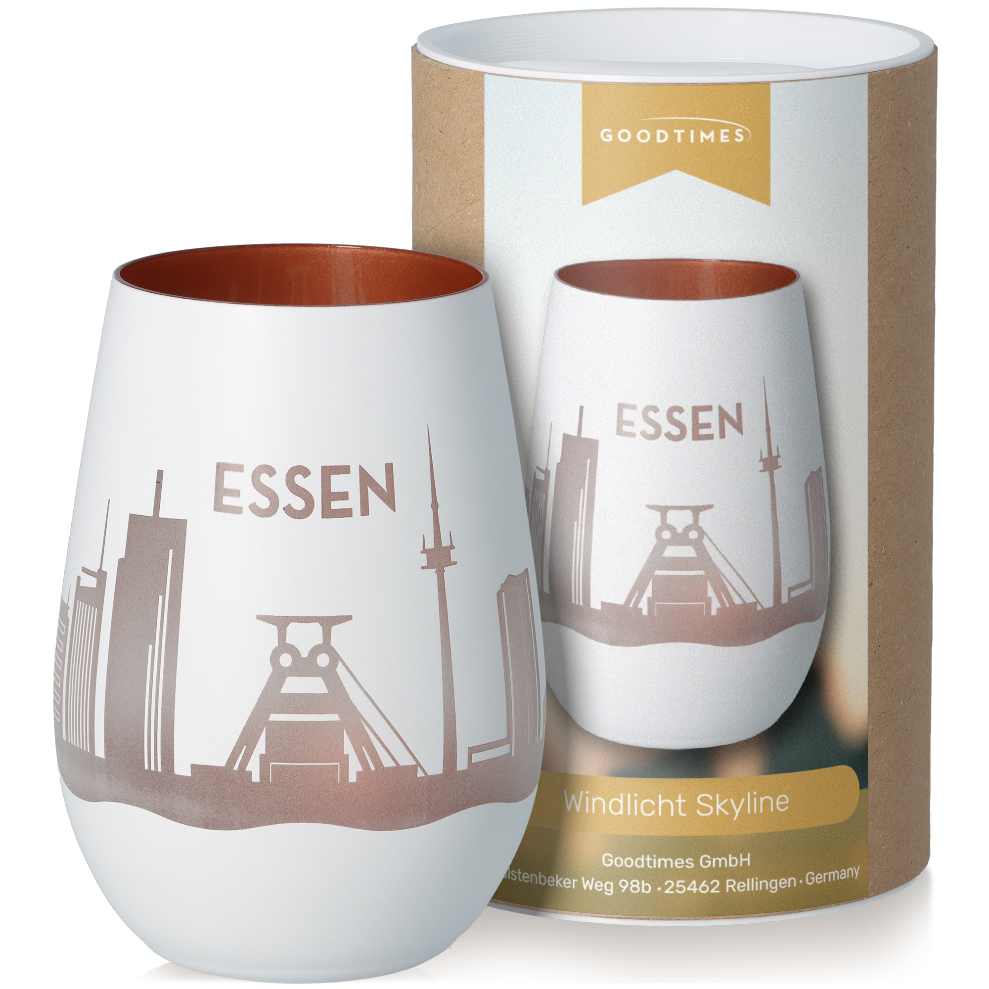 Windlicht Skyline Essen Töpferei, Tasse, Krug